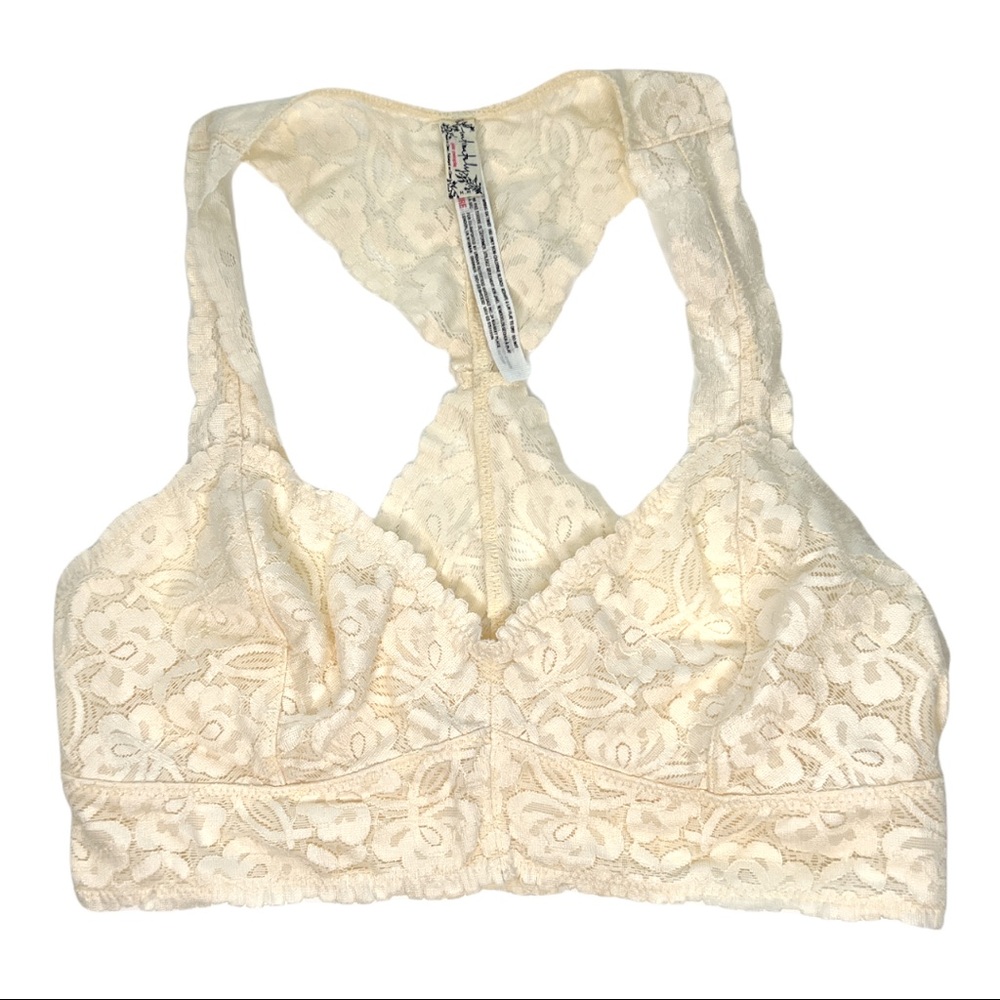Free People Lace Racerback Cream Bralette Size M